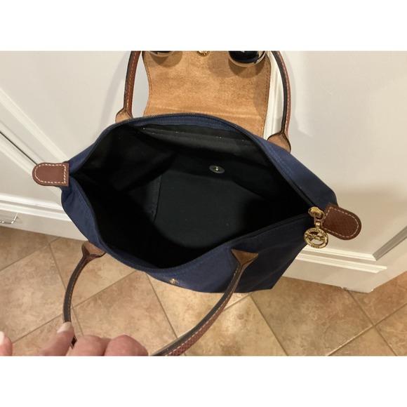 Longchamp Navy Blue Small Handle Tote Bag Purse Handbag Designer - Picture 6 of 12